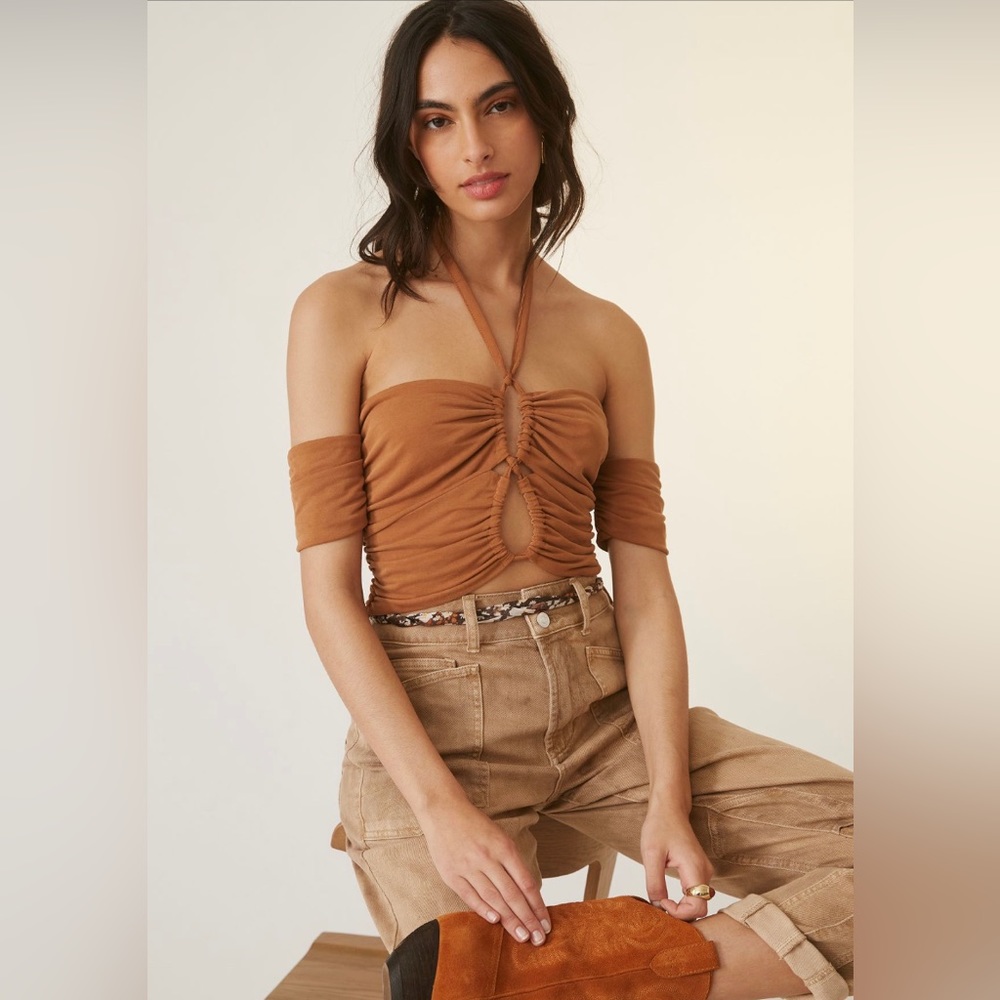 NWT : Anthropologie Sunday In Brooklyn Adjustable Keyhole Halter Top Medium Rust